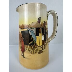 Antique Royal Doulton Pitcher D2416 Coaching Days Fall Scene Wagon Pitcher 5.5”